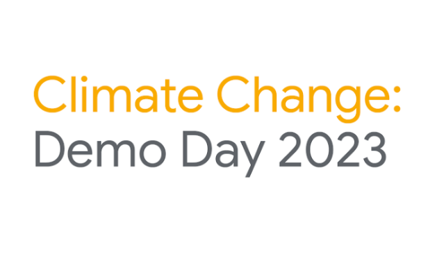 Um banner branco com o texto: Climate Change: Demo Day