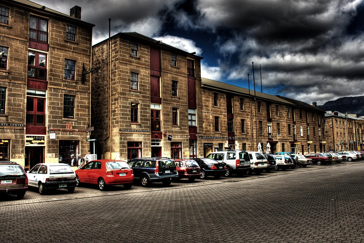 Salamanca Square, Hobart: where your mission begins.