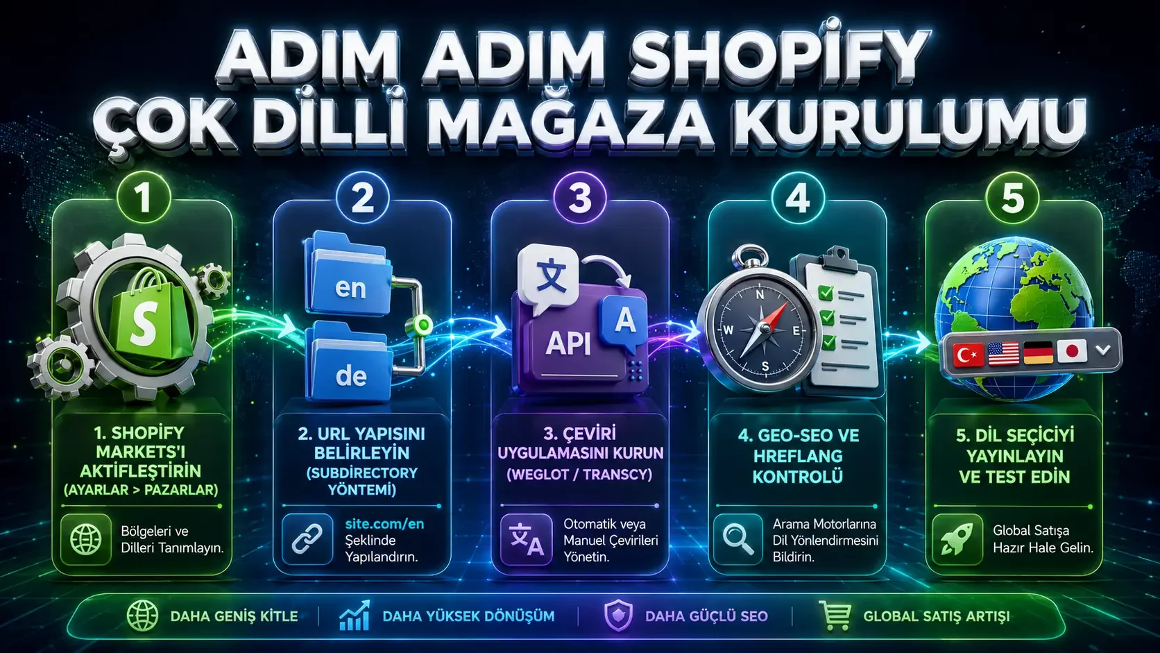 Shopify çok dilli mağaza kurulumu ve küresel satış stratejileri rehberi