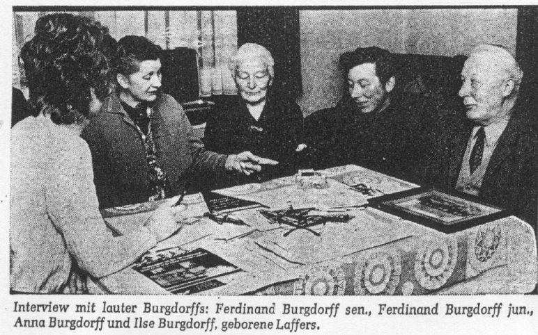Interview with all the Burgdorffs: Ferdinand Burgdorff senior, Ferdinand Burgdorff junior, Anna Burgdorff and Ilse Burgdorff, née Laffers.