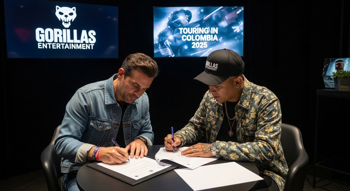 Manager de artistas conversando con un músico en el backstage