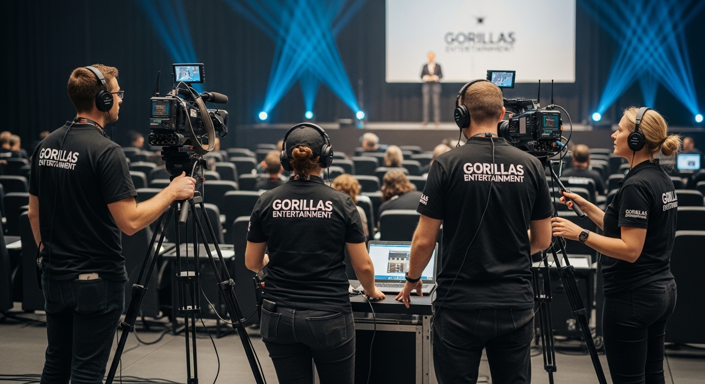Set de cámaras y equipo de producción para una transmisión en vivo