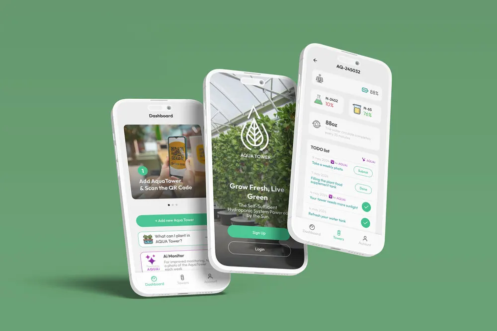 Išmanusis telefonas, rodantis švarią mobiliosios programėlės sąsają