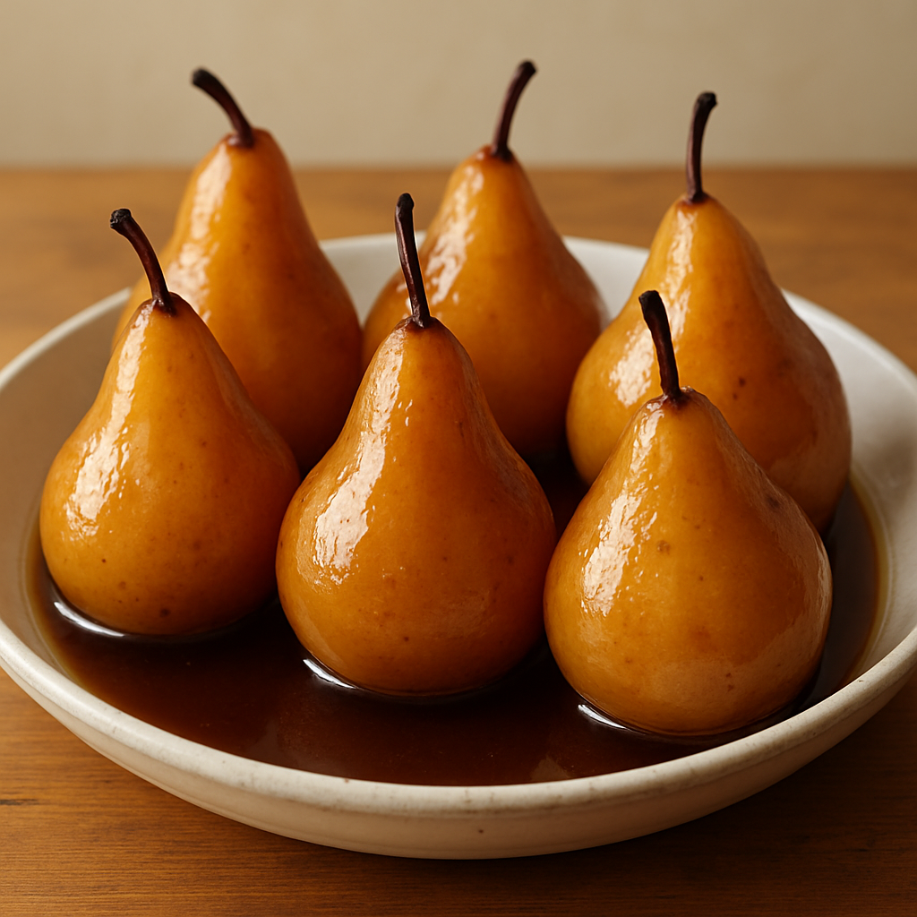 אגסים בהשריה בסירופ סוכר וקינמון