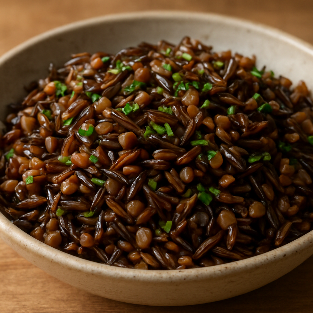 אורז פרא ועדשים בבישול איטי