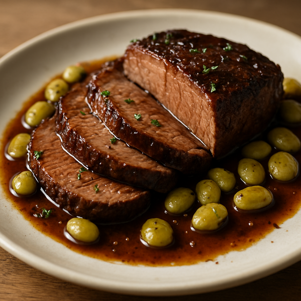 אנטרקוט קירמול איטי עם שעועית לימה