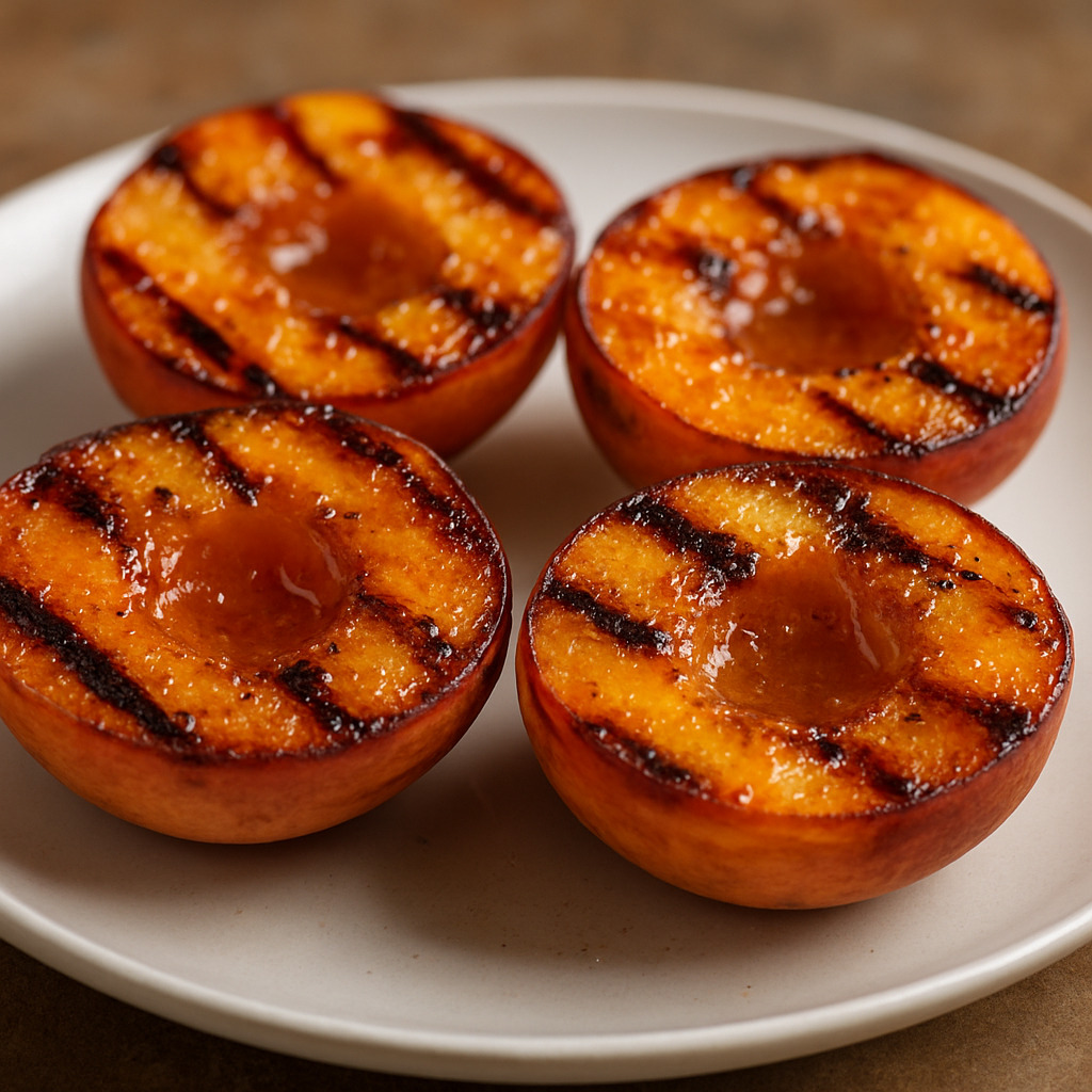 אפרסקים צלויים על הגריל עם סוכר חום וקינמון