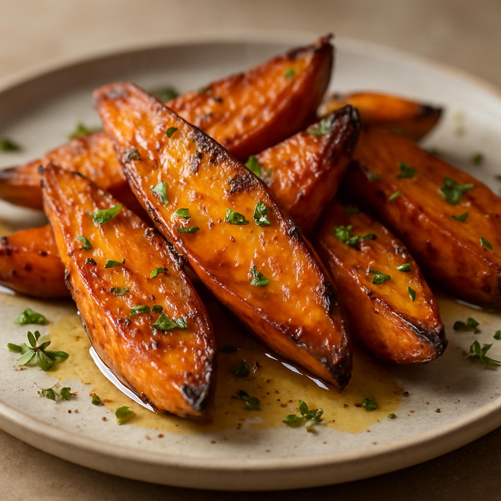 בטטות צלויות בזיגוג חמצמץ-מתוק