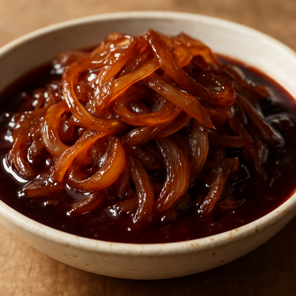 בצלים מקורמלים ביין אדום לטבילה