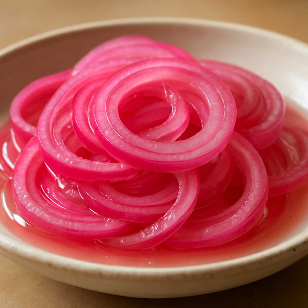 בצל אדום כבוש בבודקה ולימון