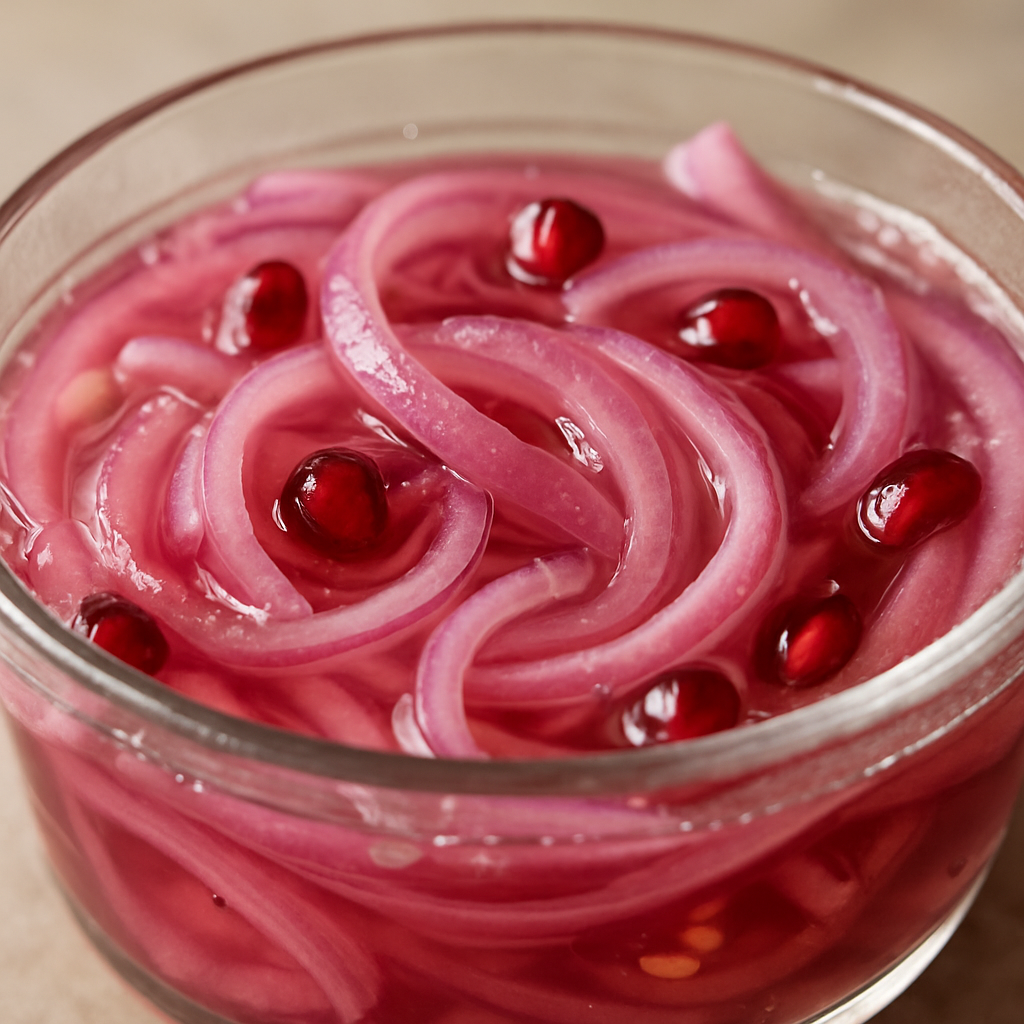 בצל סגול כבוש עם חמיצות עדינה של רימון