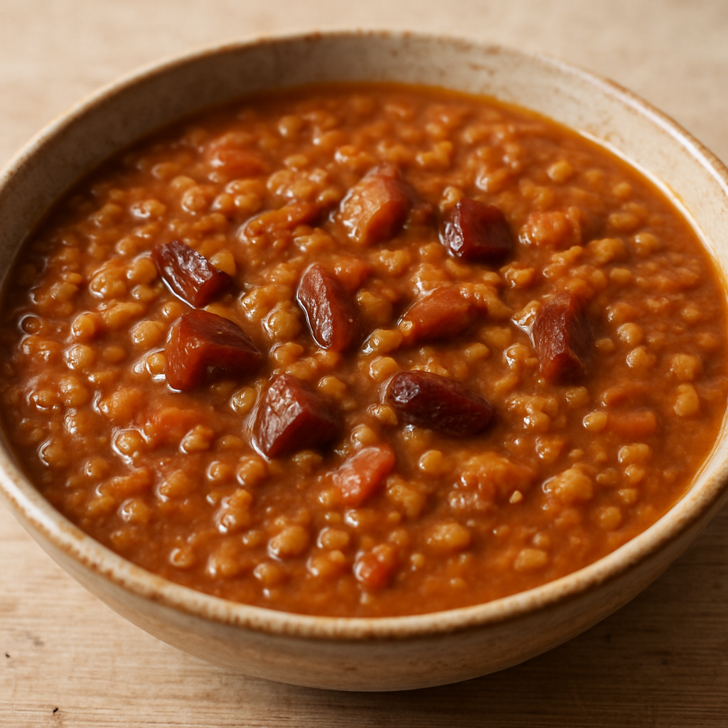 ברידי עדשים ותמרים עם תוספת משחת עגבניות מותססת