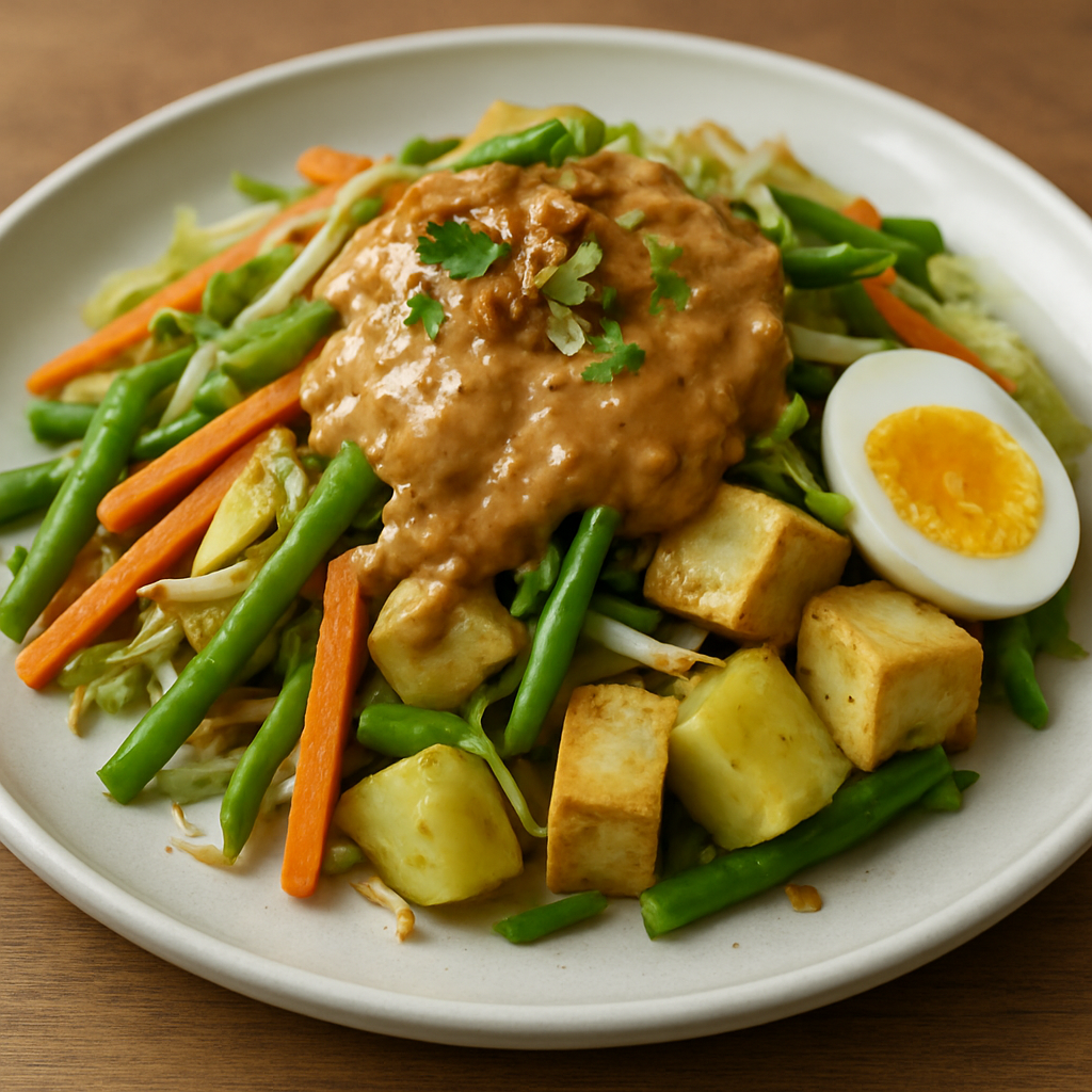 גאדו גאדו עם רוטב בוטנים קרמי