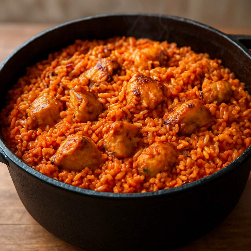 גולוף אורז עם חתיכות עוף במרינדה