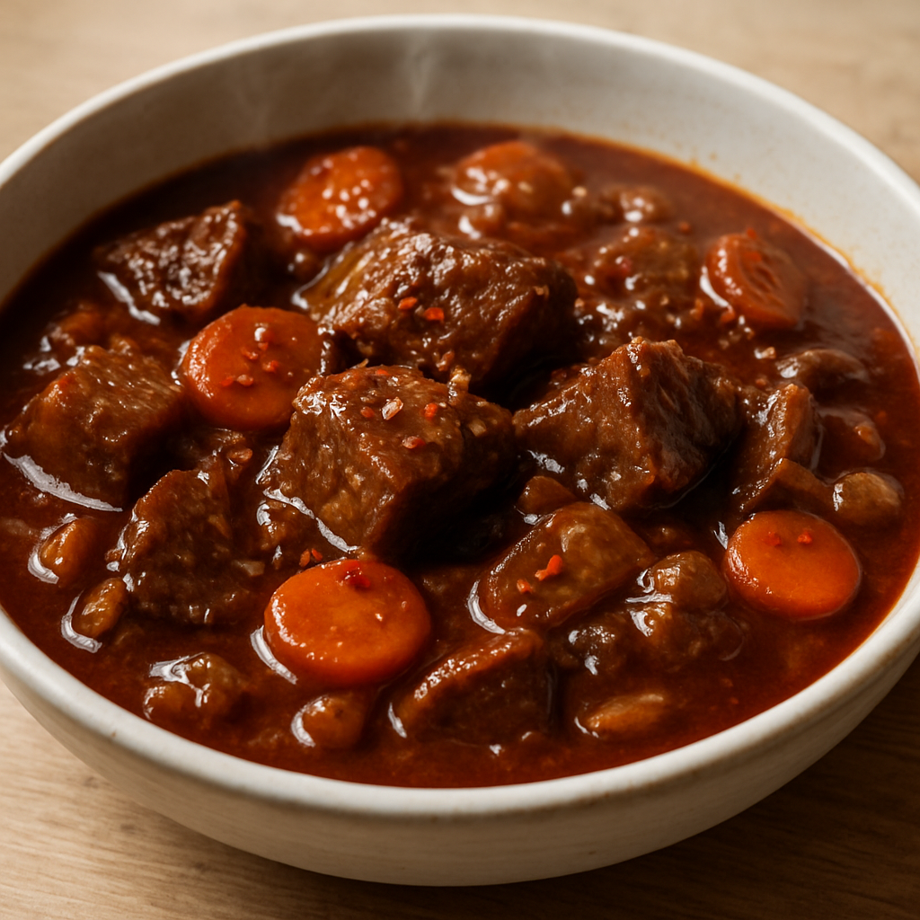 גולש בקר ברוטב אדום עמוק