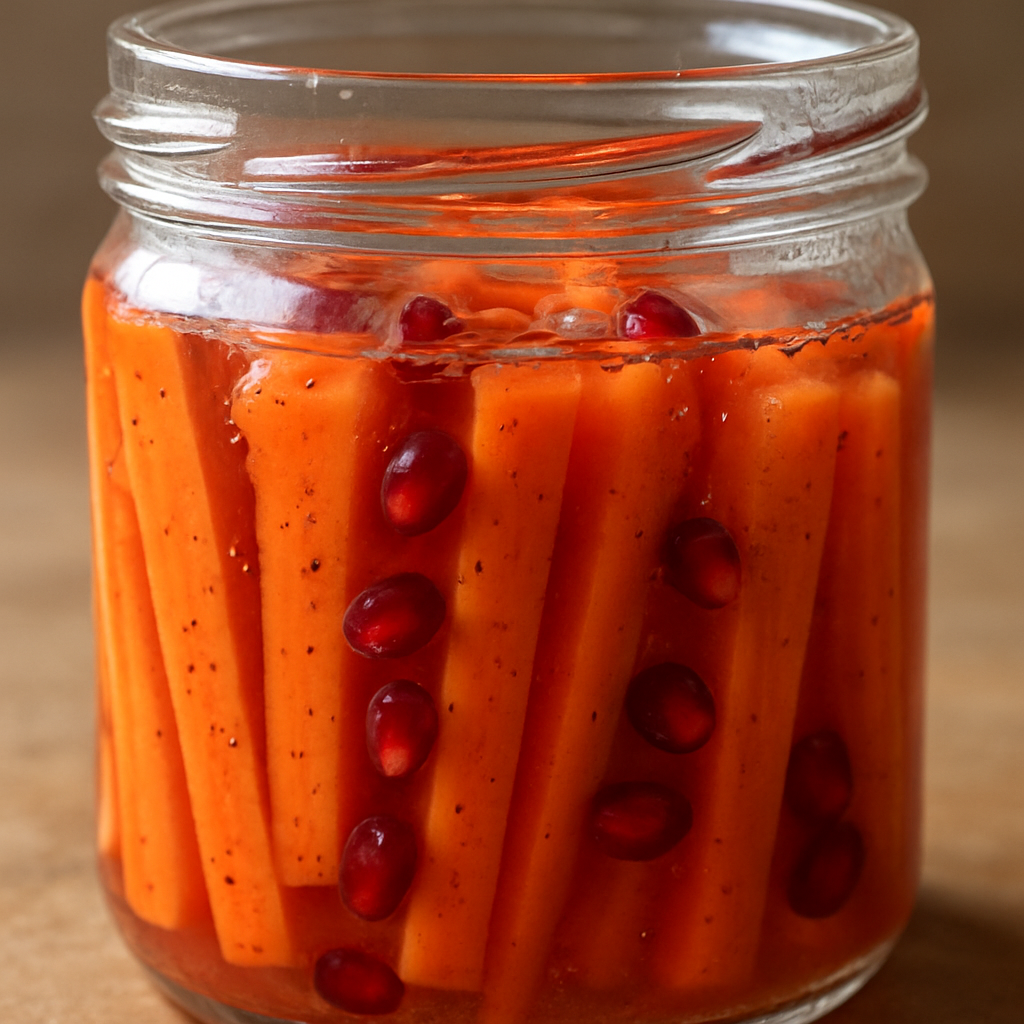 גזר כבוש עם סומק וגרגרי רימון