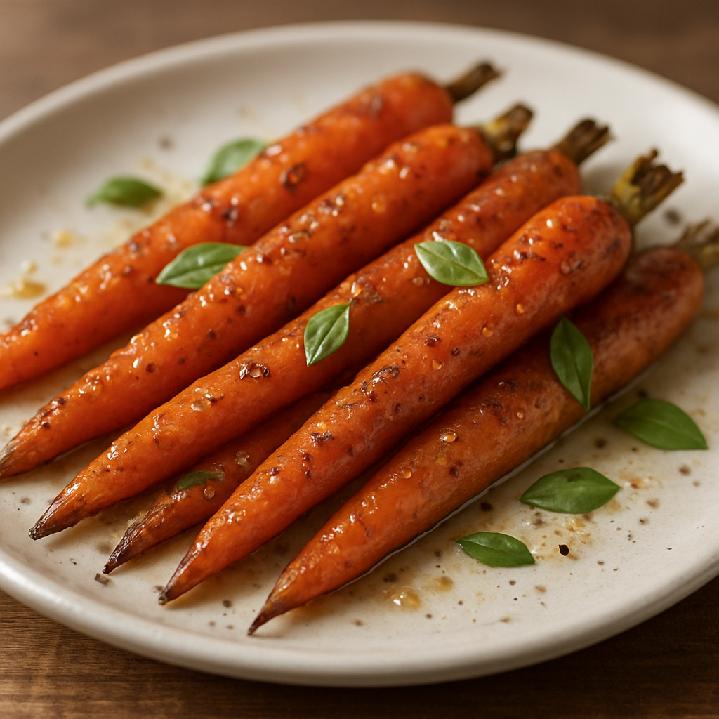 גזרים צרובים בזיגוג חמוץ-מתוק וריחן קל