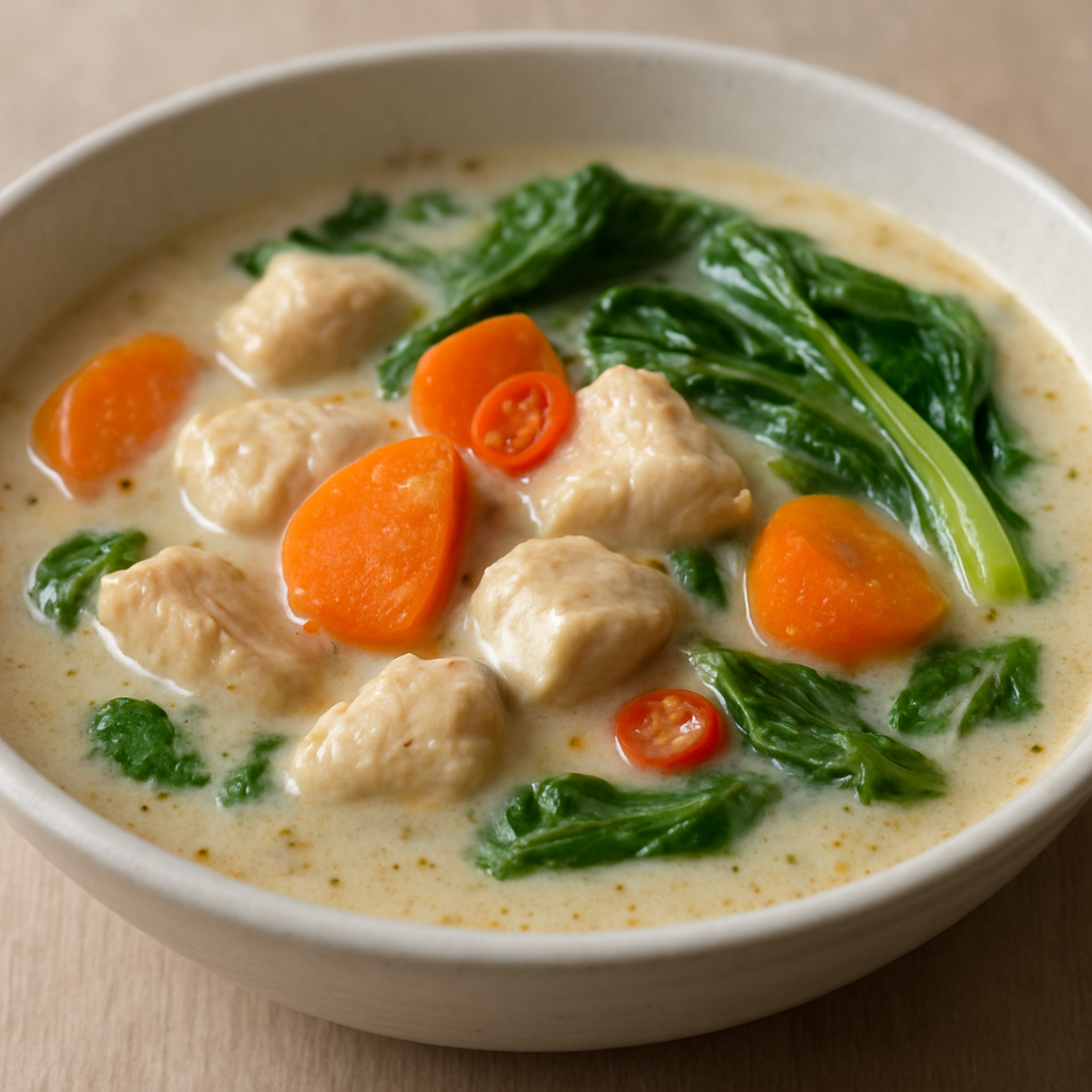 גינטאנג עוף בחלב קוקוס בכלי חרס