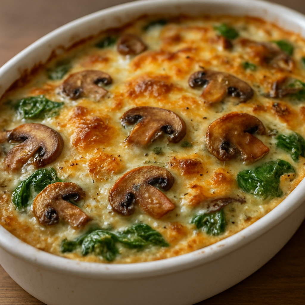 גרטן פטריות ותרד עם שמן קוקוס