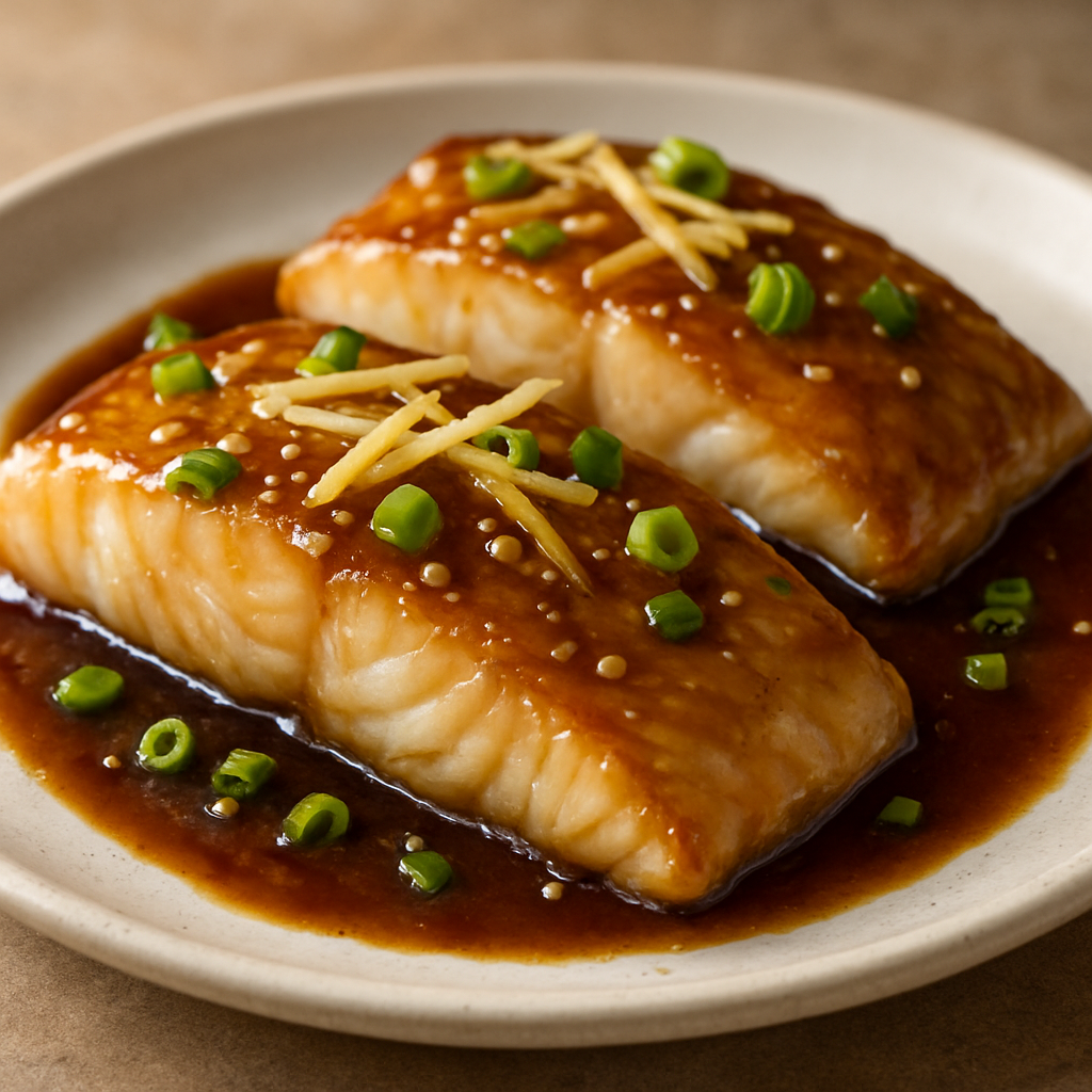 דג לבן ברוטב גינגר וסויה קנטונזי