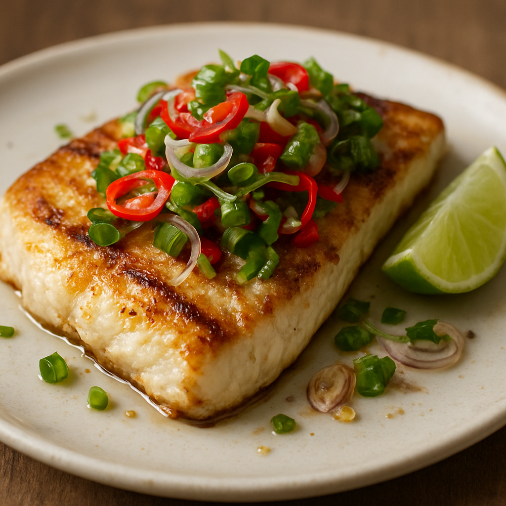 דג גריל עם סמבל מטה רענן