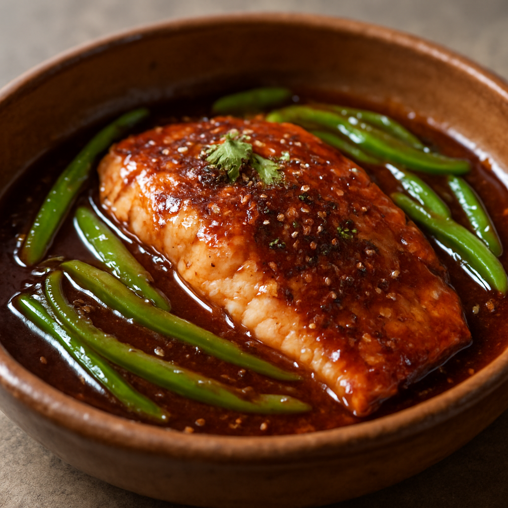 דג סצואני אפוי בכלי חרס עם צ'ילי עדין