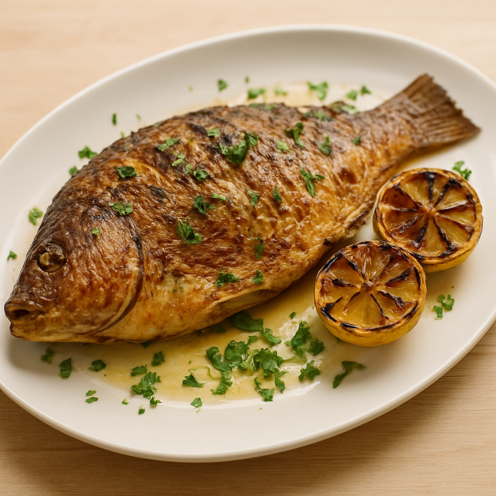 דג שלם בסגנון טברייני בזעתר ולימון