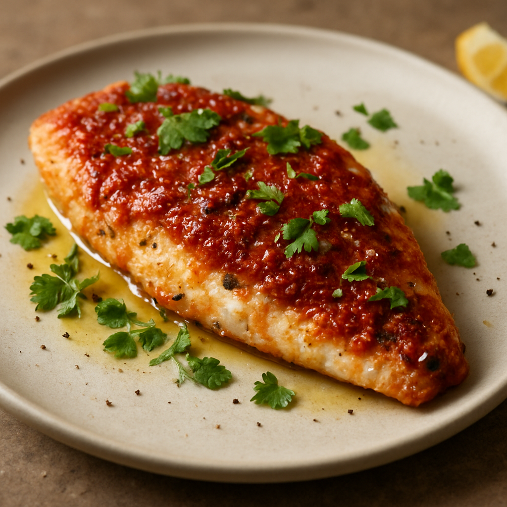 דג תוניסאי חריף בשמן קוקוס ועשבי תיבול