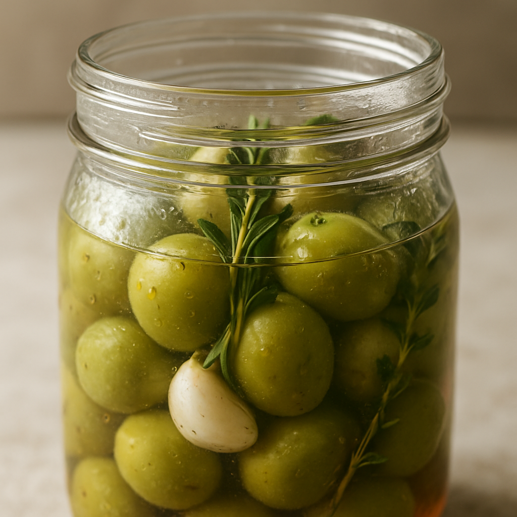 זיתים כבושים על דרך הררים עם נגיעה של רימון