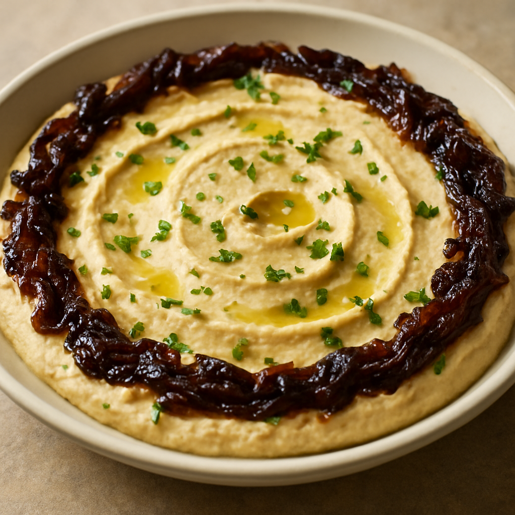 חומוס בדואי עם בצל צלוי ושומן כבש