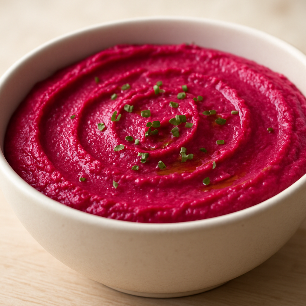 חומוס סלק מוחלק במעבד מזון