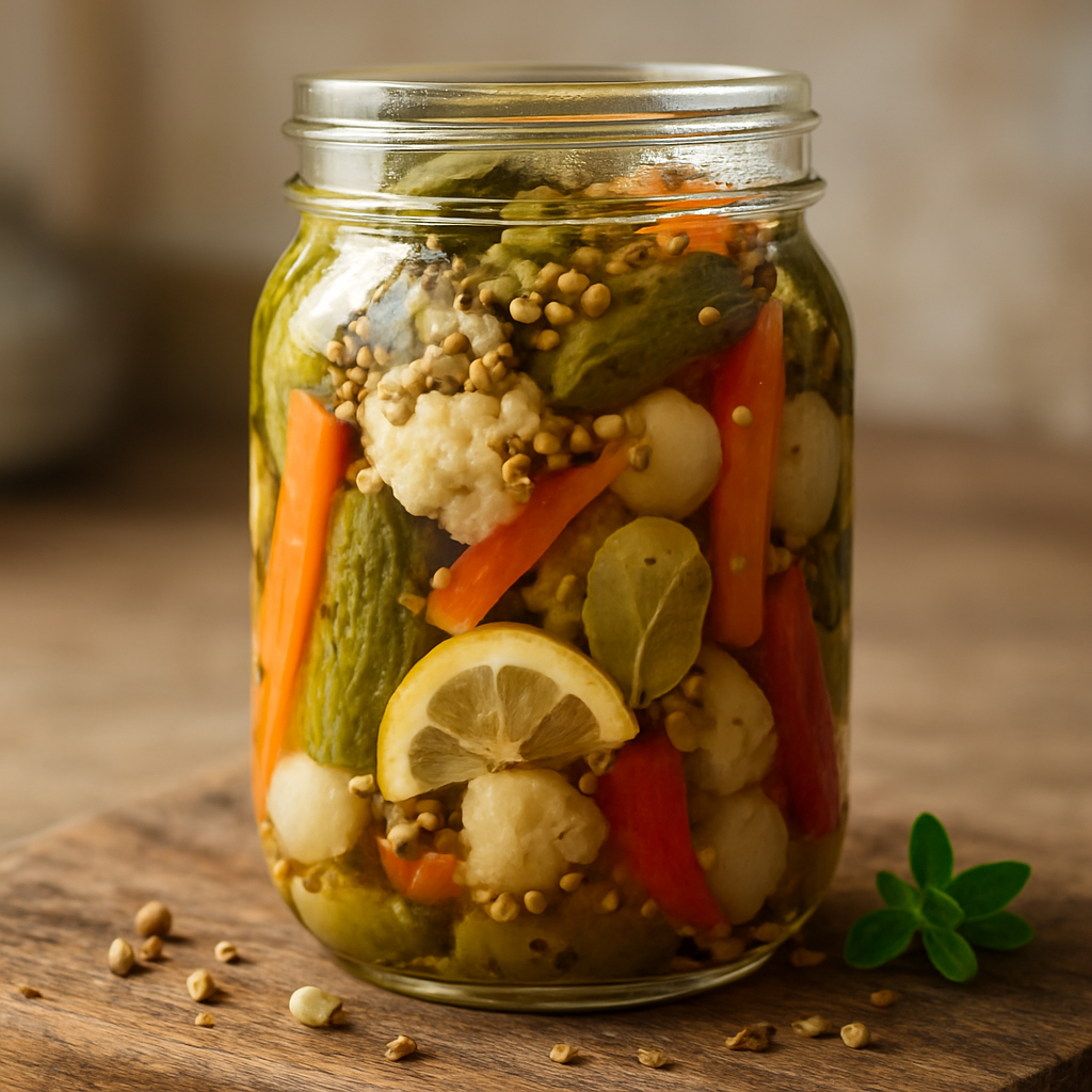 חמוצים מותססים בתבלינים ים תיכוניים