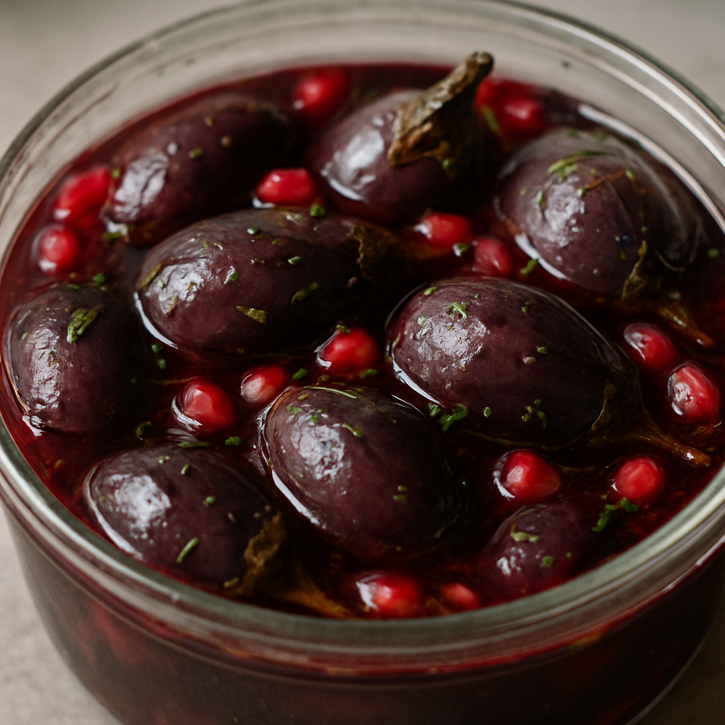 חצילים כבושים ברימון בסגנון דרוזי