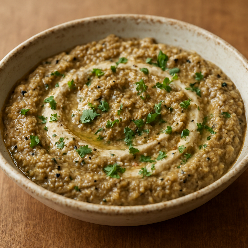 חציל בדואי מעוך במעבד מזון