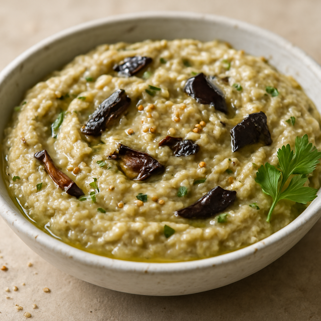 חציל מעוך טריפוליטאי עם שום ולימון