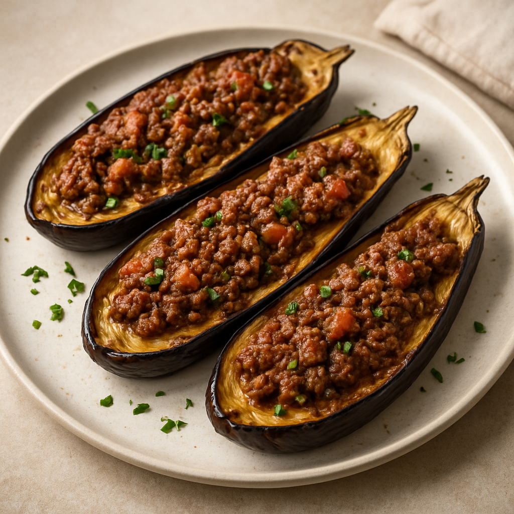 חציל ממולא בשר ותבלינים טריפוליטאיים