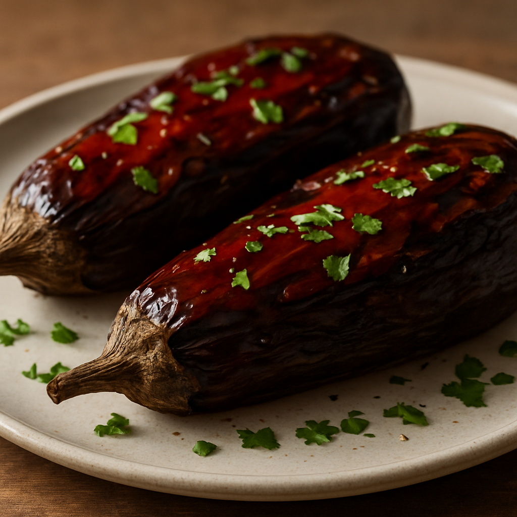 חציל צלוי ברוטב פלפלים ניגרי ועשבי תיבול