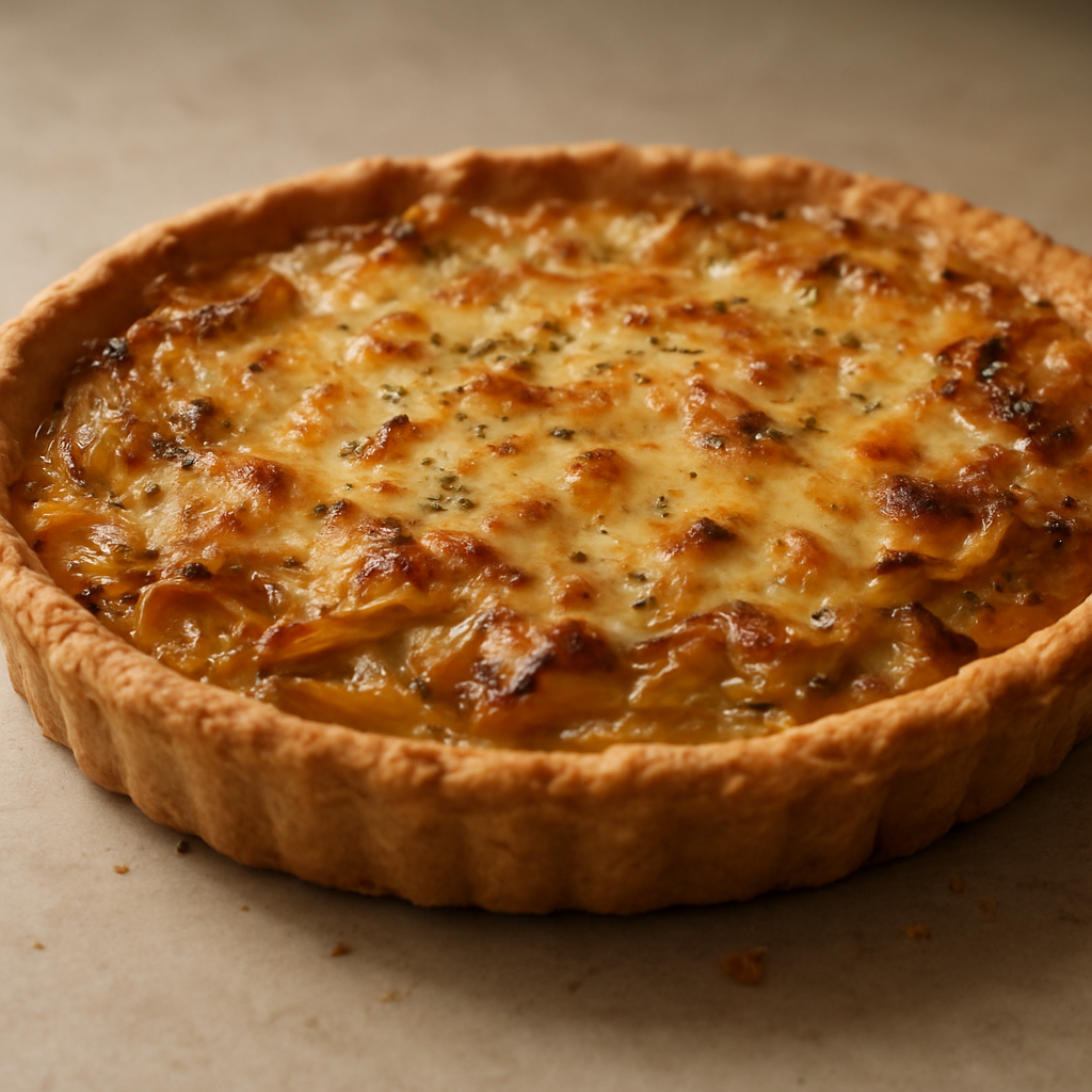 טארט בצל וגבינה שווייצרי עם שמן קוקוס