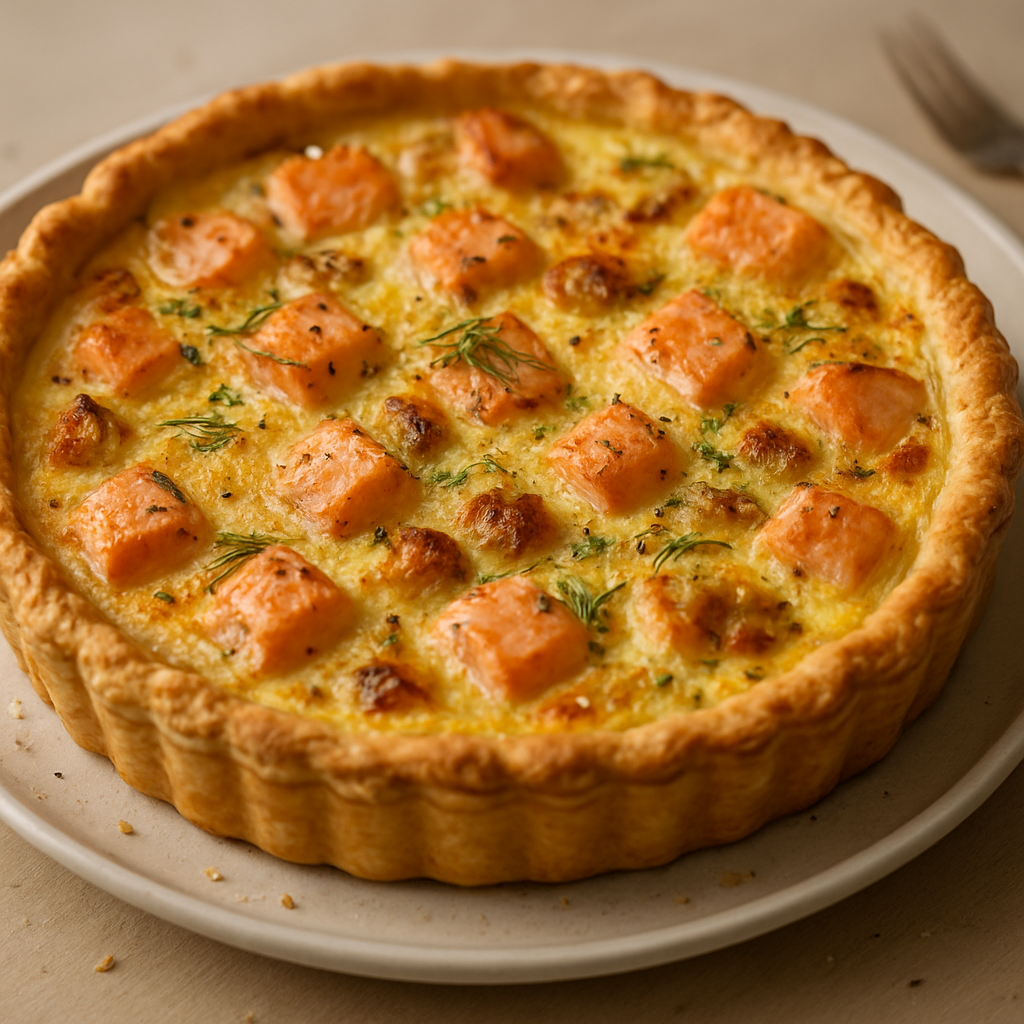 טארט שום וסלמון אפוי בניחוח עז