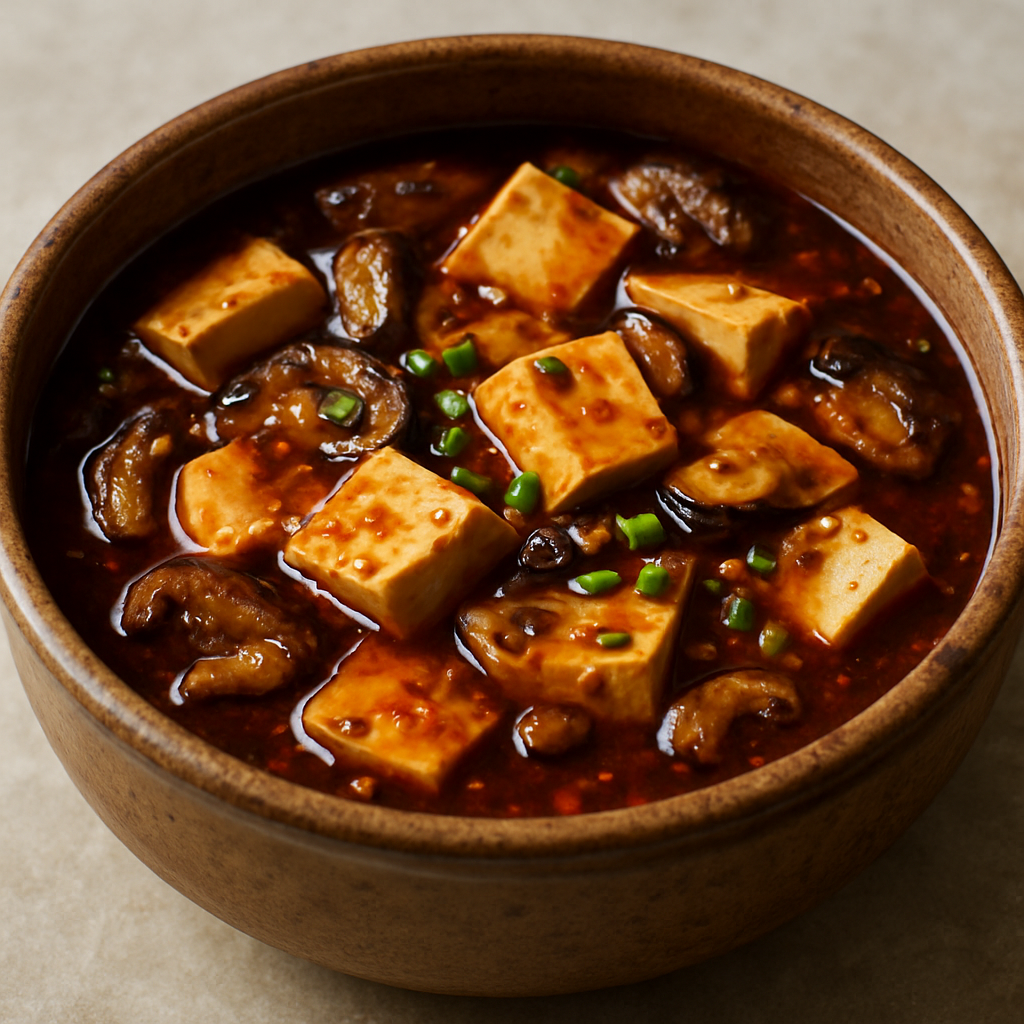 טופו מאפו אפוי בכלי חרס עם חביתון סצואני