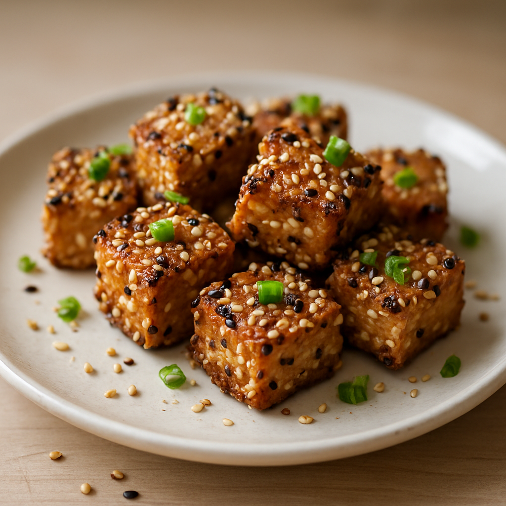 טופו קשה צלוי בציפוי סומסום ושום (קר)