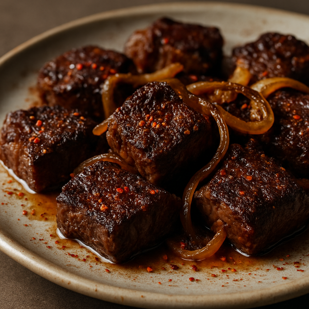 טיבס בקר בחמאה ותערובת ברברי עם בצל מקורמל