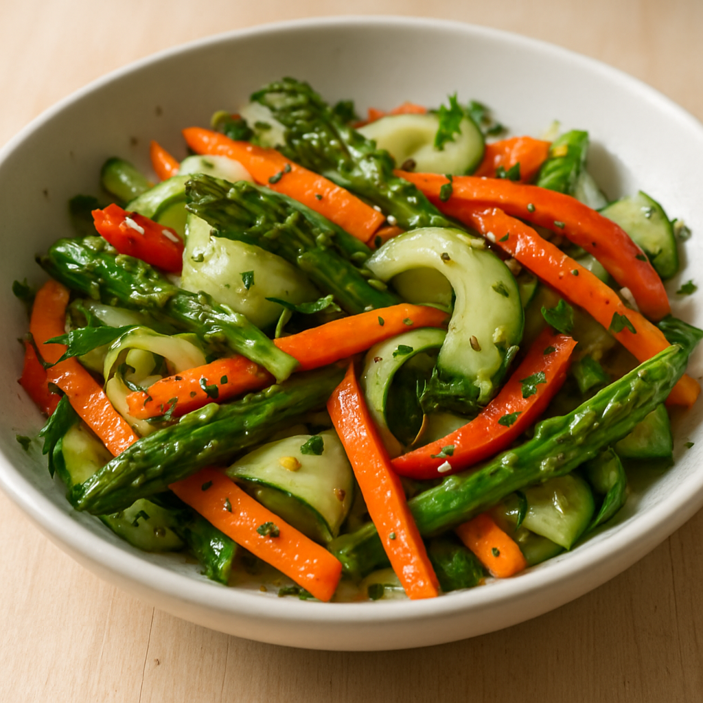 ירקות טריים בלחישה עם חרדל ועשבי תיבול