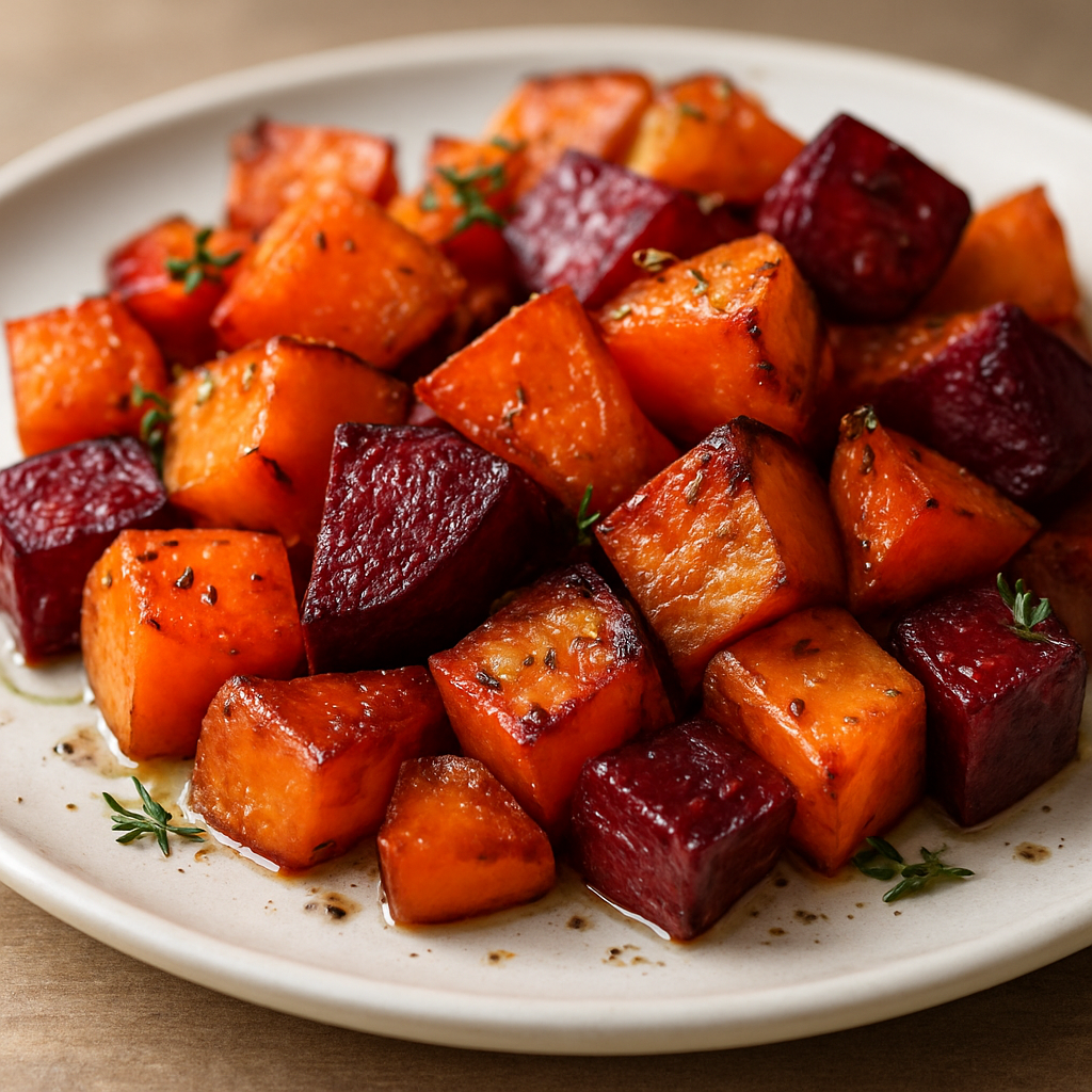 ירקות שורש צלויים בחמאה מזוקקת ודבש