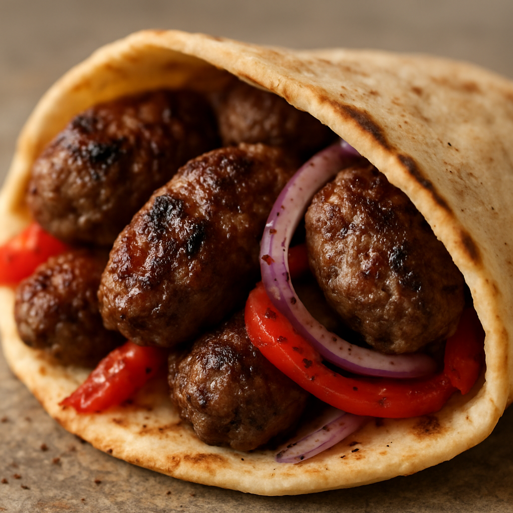 כפתות קבב בקר עם בצל סומאק ופלפל קלוי