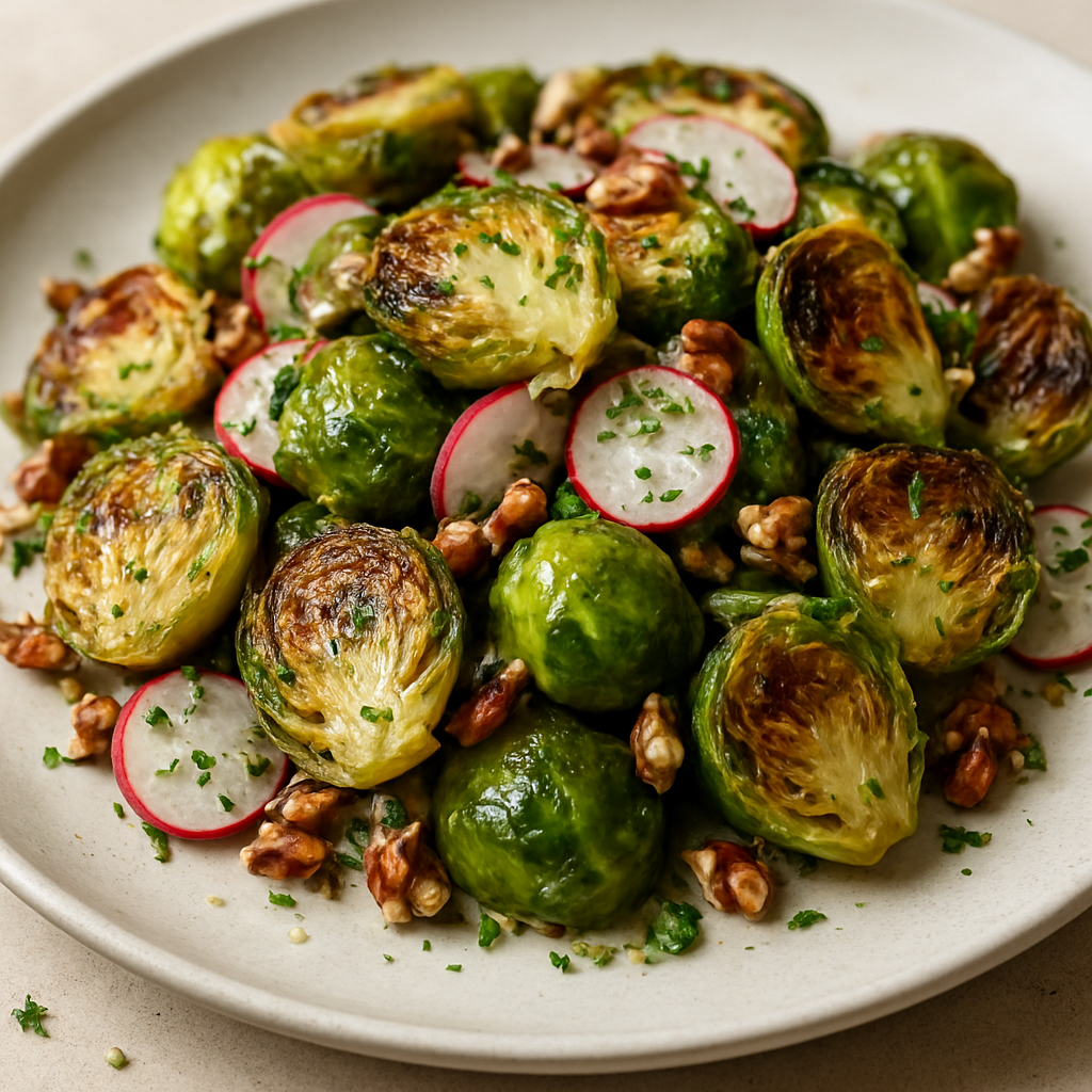 כרוב ניצנים קלוי עם רוטב עשבי תיבול טחון