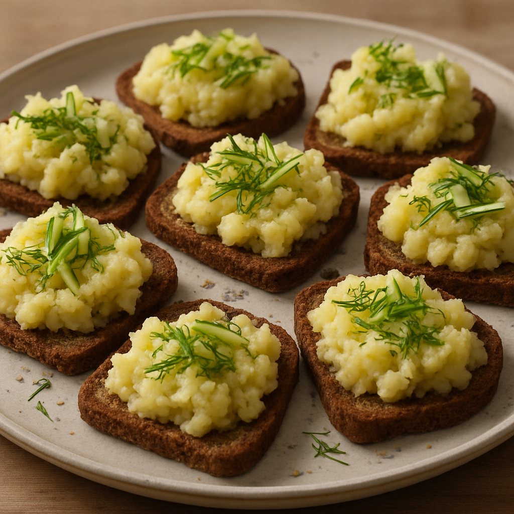 כריכים פתוחים עם פירה גס ושמיר