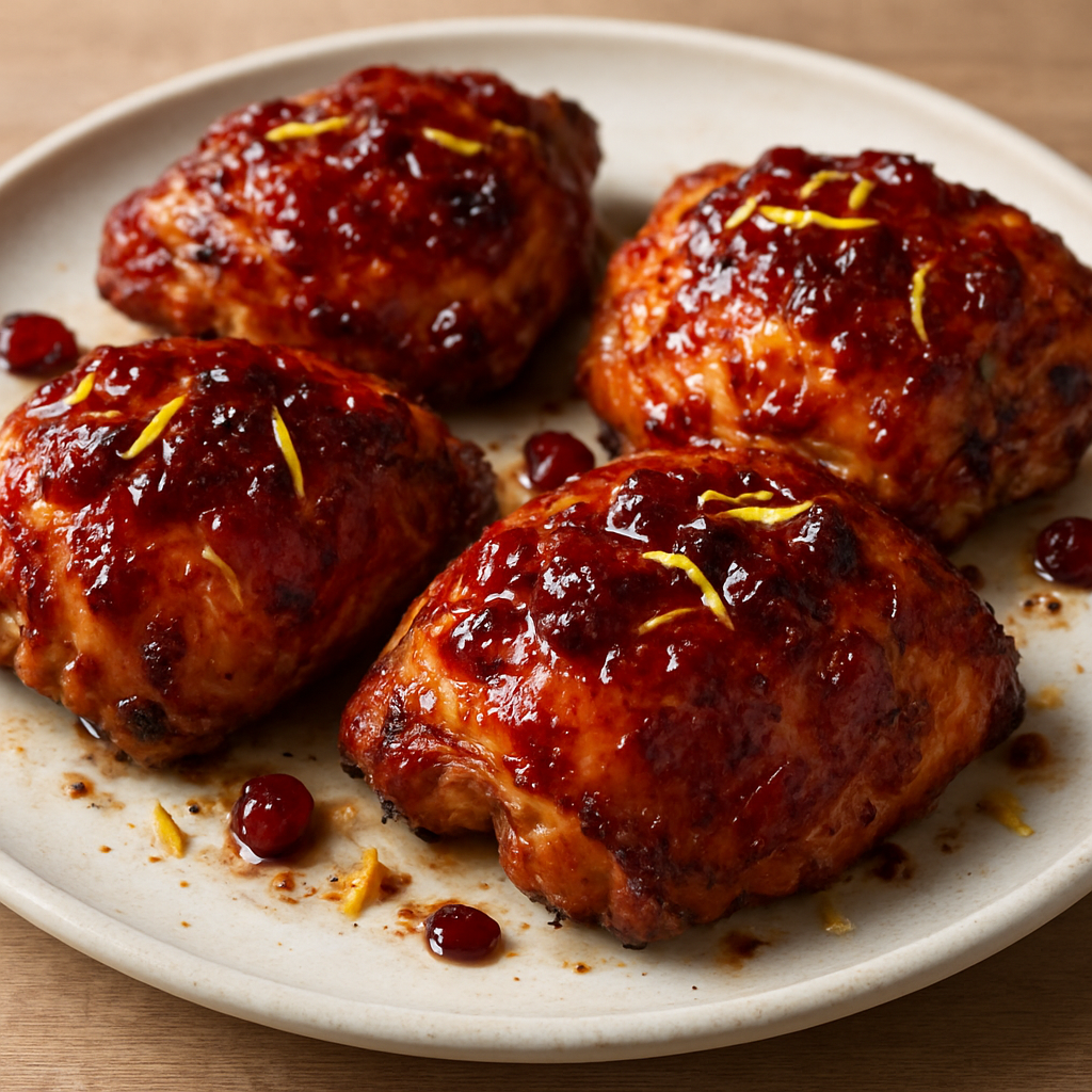 כרעיים עוף צלויים בזיגוג חמוציות ולימון