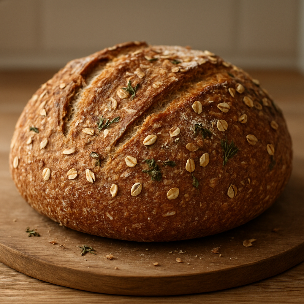לחם שעורה אלפיני לחם כפרי וחמאת עשבים
