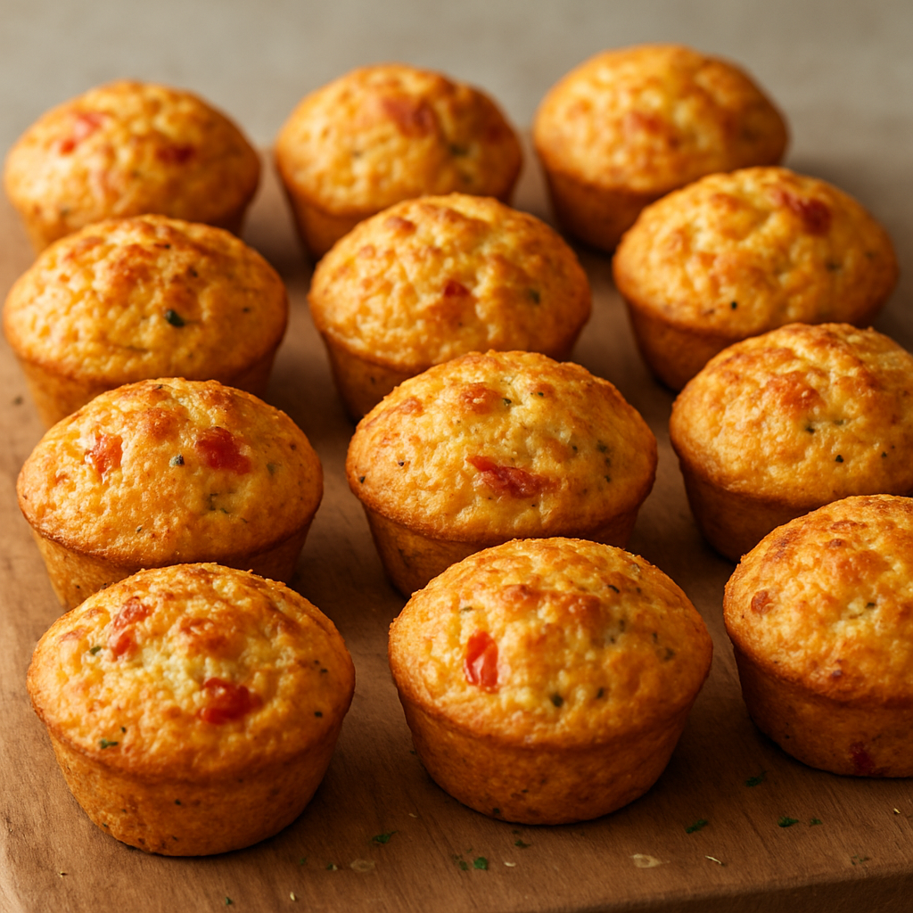 מאפינס מלוח חומוס ועגבניה אפויים בטורבו